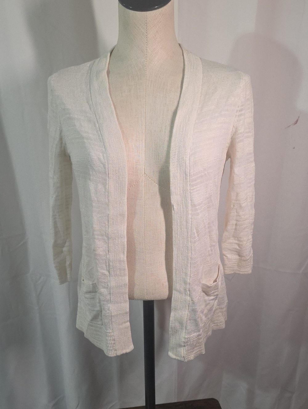 croft & barrow Cream Open-Front Knit Cardigan